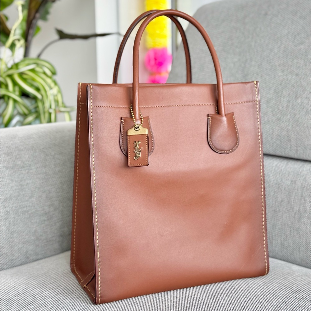 Classic Brown Leather Tote Handbag